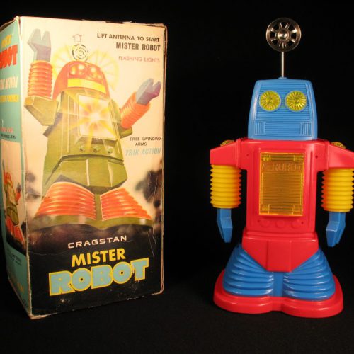 Antique Vintage Tin Lithograph Space Mister Robot Battery Operated Toy Cragstan Japan Japanese