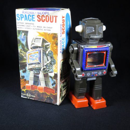 Antique Vintage Tin Lithograph Radar Scope Space Scout Robot Battery Operated Toy Horikawa Japan Japanese