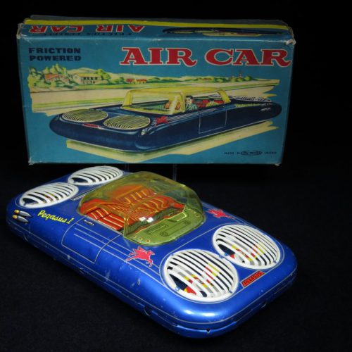 Antique Vintage Pegasus Air Car - Toy Master – Japan Tin Lithograph Friction Powered Futuristic Space Vehicle Flying Car with Jet Engine Propellers Toy For Sale